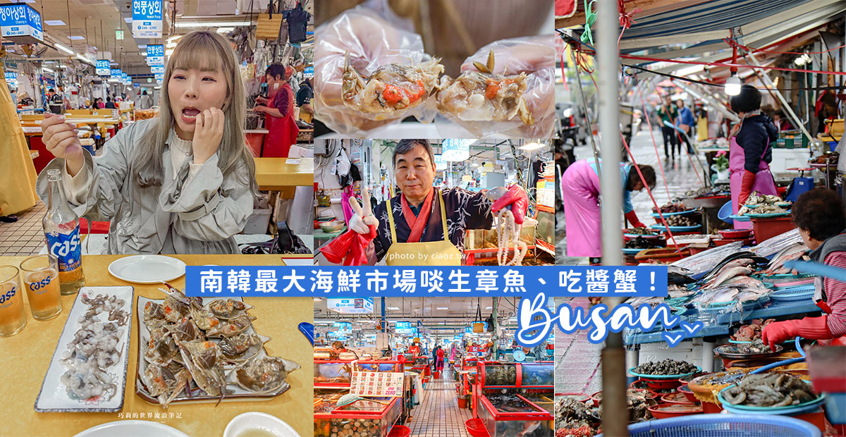 札嘎其市場｜釜山最具代表的海鮮市場，想吃海鮮來這裡！生章魚、帝王蟹、醬蟹，釜山必吃美食 @巧莉的世界流浪筆記
